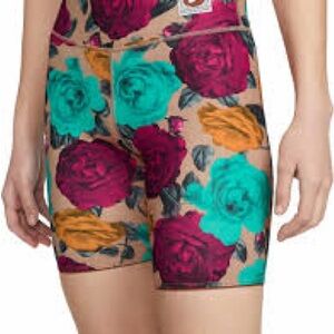 Nike Floral Bike Shorts - Teal, Burgundy, and Orange